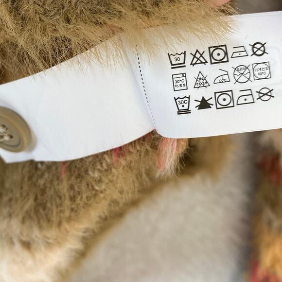 ZARA Fuzzy Striped Polo Sweater Men XL Retro 90s Cozy Knit Olive Green NWT - Picture 6 of 9